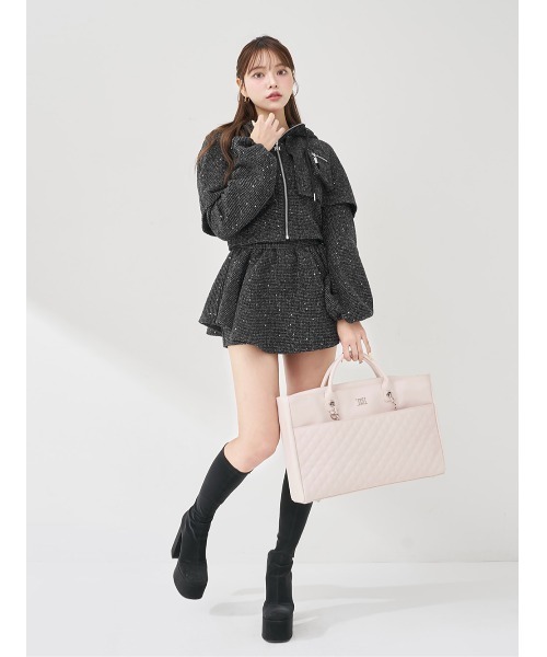 Darich(ダーリッチ)の「DDキルティングワイドマルチトートバッグ(トートバッグ・レディース・サックスブルー/ブラック/ホワイト/ピンク/イエロー/ミント/パープル・FREE)」の15枚目の写真