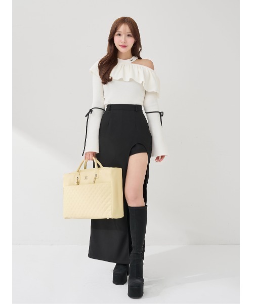 Darich(ダーリッチ)の「DDキルティングワイドマルチトートバッグ(トートバッグ・レディース・サックスブルー/ブラック/ホワイト/ピンク/イエロー/ミント/パープル・FREE)」の20枚目の写真