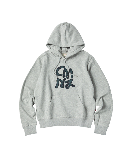 COMONINOZ（コモニノズ）の「W APPLIQUE SWEAT HOODIE [MELANGE]（パーカー・レディース・グレー・FREE）」の2枚目の写真