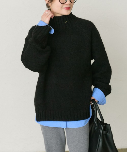 PUAL CE CIN(ピュアルセシン)の「アルパカ混ハイネックニットプルオーバー(ニット/セーター・レディース・キャメル/ブラック/オレンジ・FREE)」の2枚目の写真