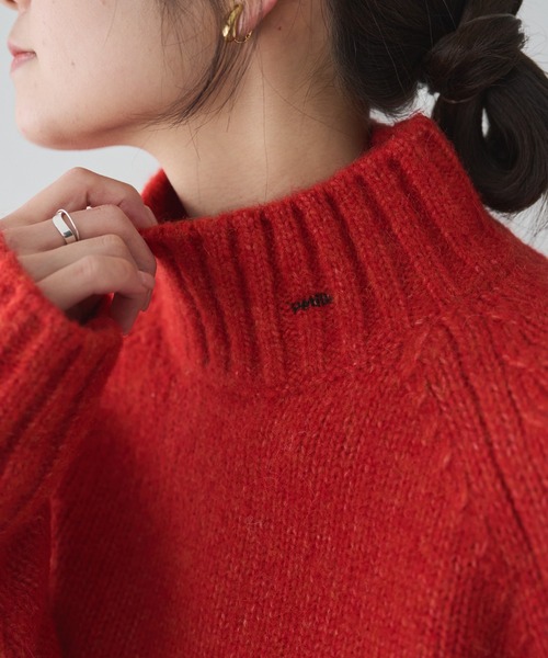 PUAL CE CIN(ピュアルセシン)の「アルパカ混ハイネックニットプルオーバー(ニット/セーター・レディース・キャメル/ブラック/オレンジ・FREE)」の16枚目の写真