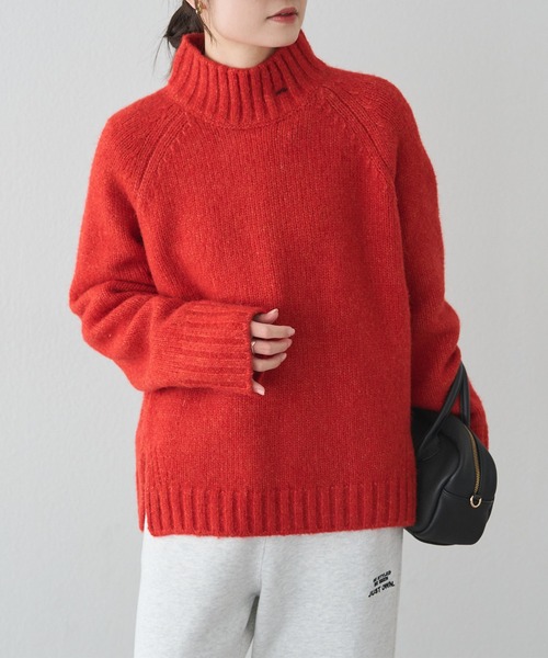 PUAL CE CIN(ピュアルセシン)の「アルパカ混ハイネックニットプルオーバー(ニット/セーター・レディース・キャメル/ブラック/オレンジ・FREE)」の15枚目の写真