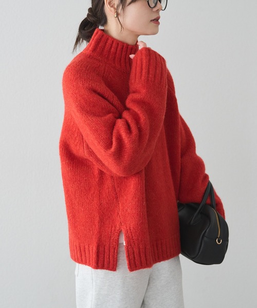 PUAL CE CIN(ピュアルセシン)の「アルパカ混ハイネックニットプルオーバー(ニット/セーター・レディース・キャメル/ブラック/オレンジ・FREE)」の17枚目の写真