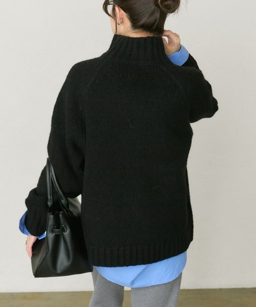 PUAL CE CIN(ピュアルセシン)の「アルパカ混ハイネックニットプルオーバー(ニット/セーター・レディース・キャメル/ブラック/オレンジ・FREE)」の10枚目の写真