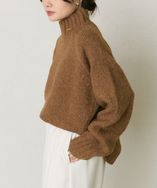 PUAL CE CIN(ピュアルセシン)の「アルパカ混ハイネックニットプルオーバー(ニット/セーター・レディース・キャメル/ブラック/オレンジ・FREE)」の19枚目の写真