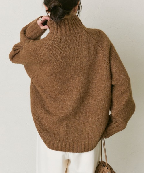 PUAL CE CIN(ピュアルセシン)の「アルパカ混ハイネックニットプルオーバー(ニット/セーター・レディース・キャメル/ブラック/オレンジ・FREE)」の20枚目の写真