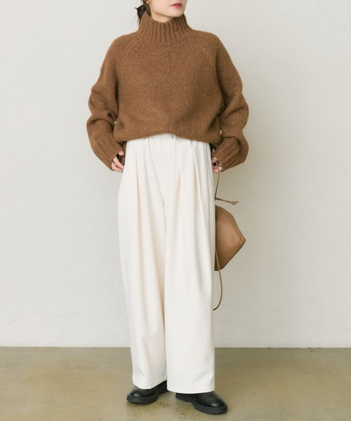 PUAL CE CIN(ピュアルセシン)の「アルパカ混ハイネックニットプルオーバー(ニット/セーター・レディース・キャメル/ブラック/オレンジ・FREE)」の21枚目の写真