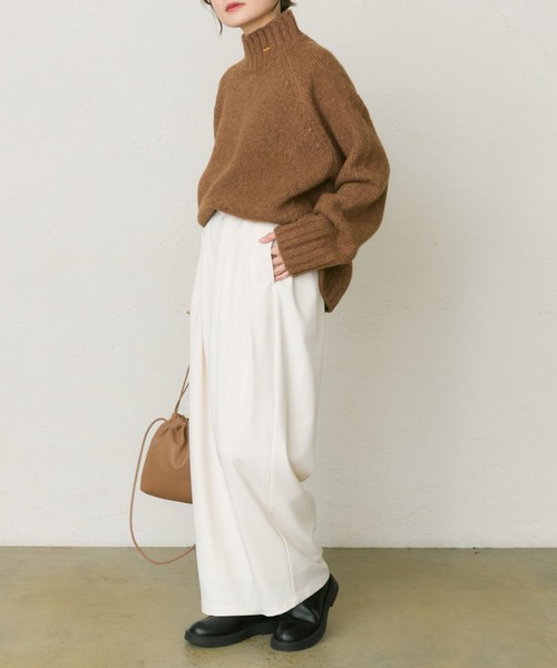 PUAL CE CIN(ピュアルセシン)の「アルパカ混ハイネックニットプルオーバー(ニット/セーター・レディース・キャメル/ブラック/オレンジ・FREE)」の22枚目の写真