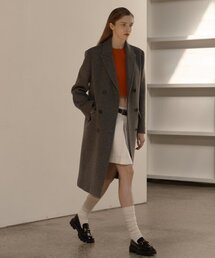 classic wool double coat - grey