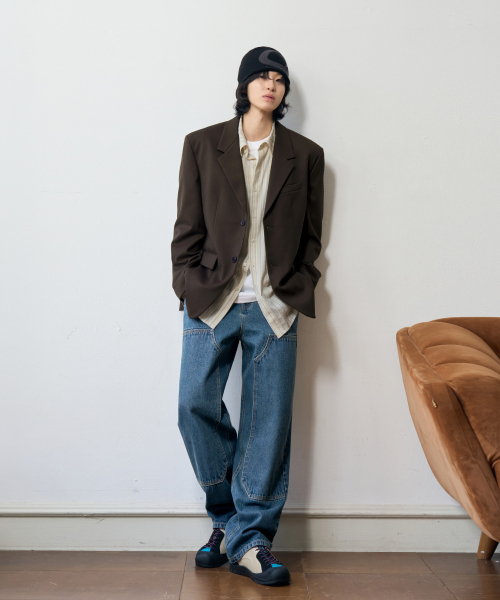 OURDAYZ（アワーデイズ）の「パッチカーペンターセミワイドデニムパンツ[ブルー]（デニムパンツ・レディース・その他・LARGE/MEDIUM/X-LARGE）」の5枚目の写真