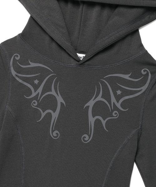 Cavish（カビシ）の「W SLIM LINE HOODIE CHARCOAL(CV2FSFM401A)（パーカー・レディース・チャコール・FREE）」の4枚目の写真