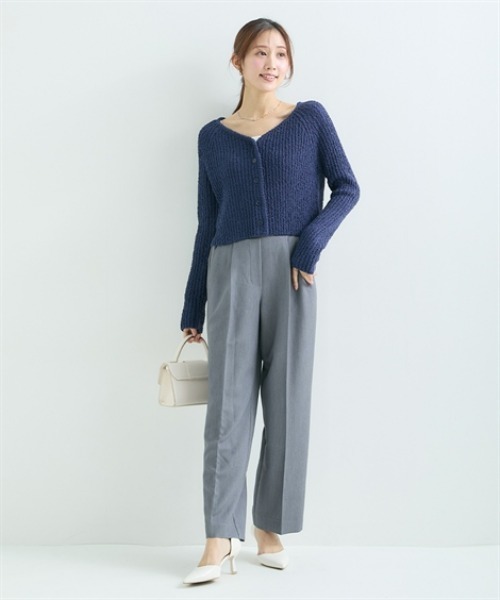 Petitjo(プッチージョ)の「小さいサイズ スラブニットカーディガン 低身長さん・小柄女性(カーディガン/ボレロ・レディース・ダークブルー/ベージュ・PL/PM/PS/PSS)」の14枚目の写真