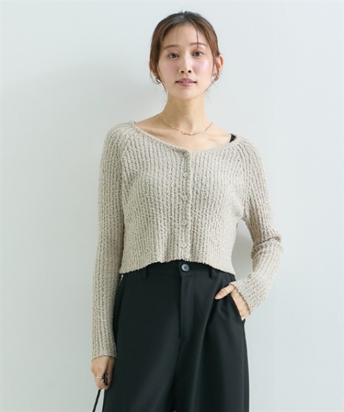 Petitjo(プッチージョ)の「小さいサイズ スラブニットカーディガン 低身長さん・小柄女性(カーディガン/ボレロ・レディース・ダークブルー/ベージュ・PL/PM/PS/PSS)」の18枚目の写真