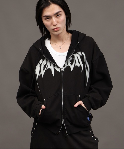 SEQUENZ(シークエンズ)の「【SEQUENZ/シークエンズ】SQNZ BLUR LOGO ZIP PK(パーカー・メンズ・杢グレー/ブルー/ブラック/ピンク・S/M/L)」の1枚目の写真