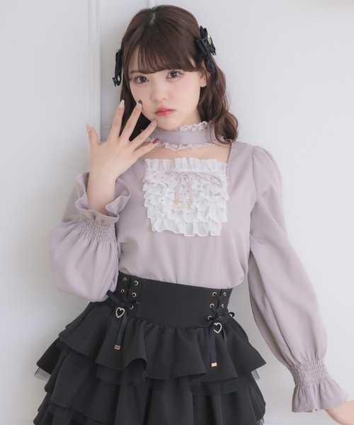 ROJITA（ロジータ）の「メイドライクフリルトップス（シャツ/ブラウス・レディース・グレー/ブラック/ピンク・FREE）」の3枚目の写真