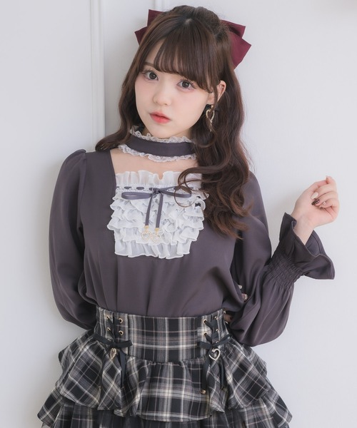 ROJITA（ロジータ）の「メイドライクフリルトップス（シャツ/ブラウス・レディース・グレー/ブラック/ピンク・FREE）」の4枚目の写真