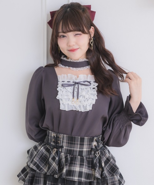 ROJITA（ロジータ）の「メイドライクフリルトップス（シャツ/ブラウス・レディース・グレー/ブラック/ピンク・FREE）」の5枚目の写真