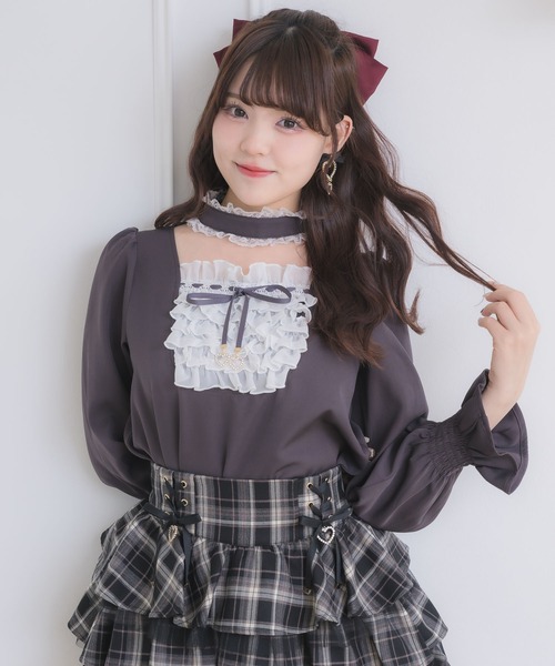 ROJITA（ロジータ）の「メイドライクフリルトップス（シャツ/ブラウス・レディース・グレー/ブラック/ピンク・FREE）」の6枚目の写真