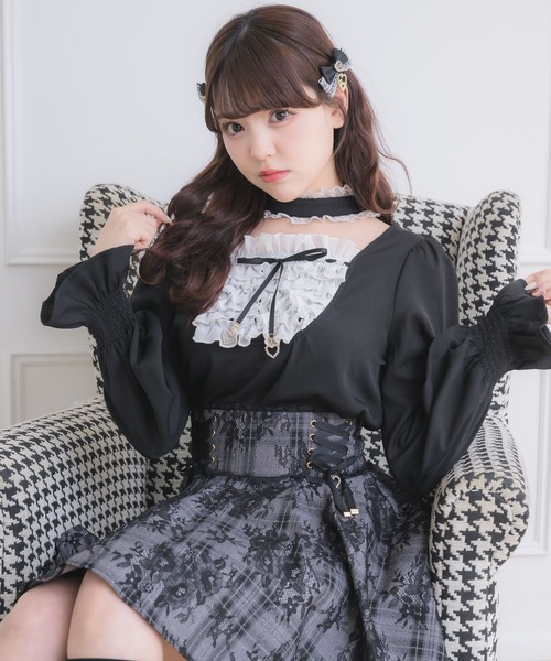 ROJITA（ロジータ）の「メイドライクフリルトップス（シャツ/ブラウス・レディース・グレー/ブラック/ピンク・FREE）」の10枚目の写真