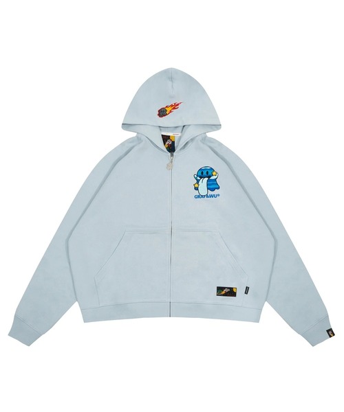 GRAF&WU(グラフアンドユー)の「A'GEM/9 × .kom 『GRAF&WU/グラフアンドユー』Solar System Planet Cute Ghost Embroidered Zip-up Hoodie /太陽系惑星 キュートゴースト 刺繍 ジップアップ パーカー(パーカー・メンズ・ブラック×レッド/マルチ/サックスブルー/ライトグレー・M/L)」の1枚目の写真