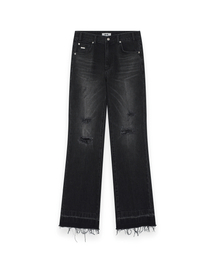 R-0028 / DISTRESSED BOOTCUT JEANS(BLACK)