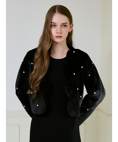 スカラカラーパールスタッズファージャケット（その他アウター）｜EIMY