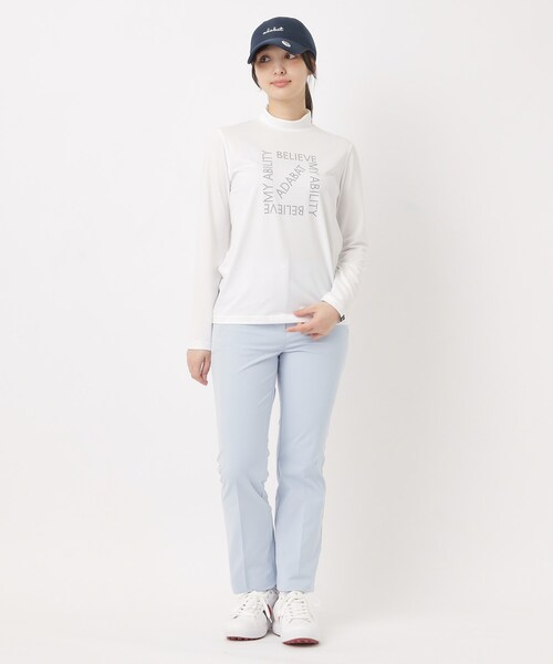 adabat(アダバット)の「【UVカット】ドットロゴプリントモックネックプルオーバー(Tシャツ/カットソー・レディース・ホワイト/ピンク/ネイビー・38/40/42)」の5枚目の写真