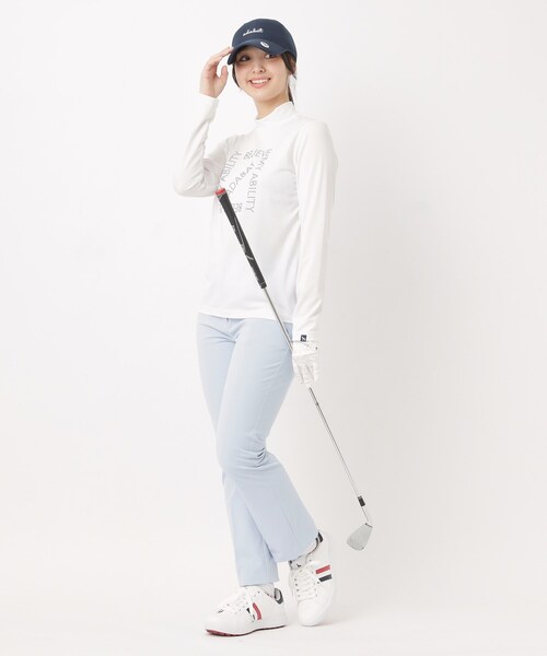 adabat(アダバット)の「【UVカット】ドットロゴプリントモックネックプルオーバー(Tシャツ/カットソー・レディース・ホワイト/ピンク/ネイビー・38/40/42)」の6枚目の写真