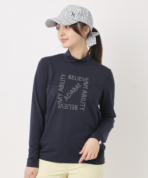 adabat(アダバット)の「【UVカット】ドットロゴプリントモックネックプルオーバー(Tシャツ/カットソー・レディース・ホワイト/ピンク/ネイビー・38/40/42)」の22枚目の写真