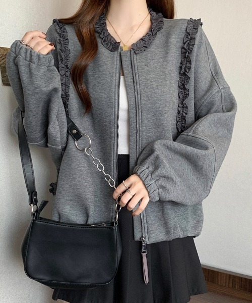 セール】フリル付きジップアップジャケット（ブルゾン）｜ONEP STAR