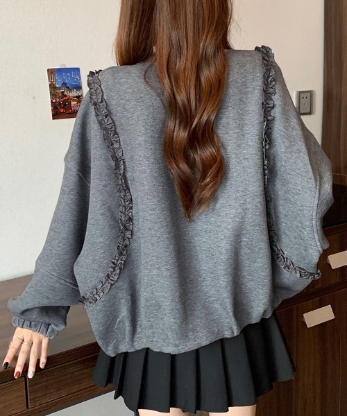 フリル付きジップアップジャケット（ブルゾン）｜ONEP STAR（ワンピ