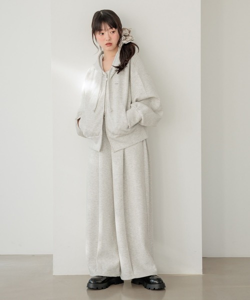 Heather(ヘザー)の「ポンチタックワイドパンツ 642185(スウェットパンツ・レディース・グレー/オートミール・FREE)」の7枚目の写真