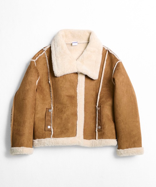 セール】12D66 [ショート丈]ムートンライク・ボアジャケット（その他
