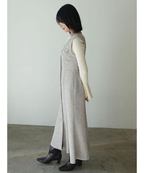 LAGUNAMOON(ラグナムーン)の「フラップボタンツィードジャンパースカート(ワンピース・レディース・ブラック/アイボリー・MEDIUM/SMALL)」の11枚目の写真