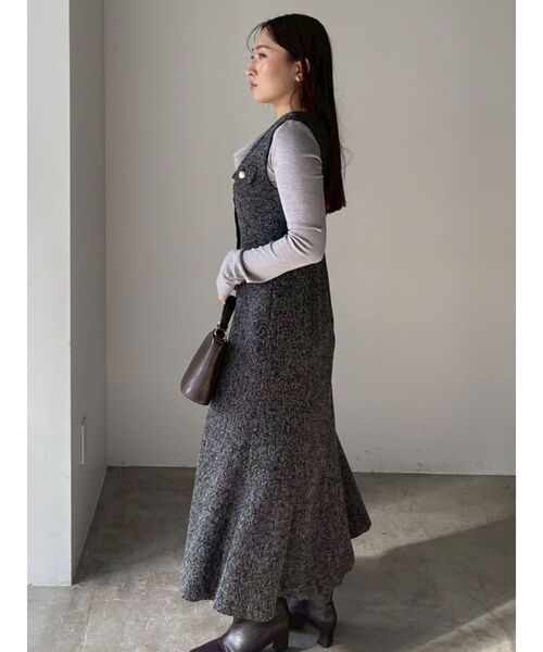 LAGUNAMOON(ラグナムーン)の「フラップボタンツィードジャンパースカート(ワンピース・レディース・ブラック/アイボリー・MEDIUM/SMALL)」の19枚目の写真