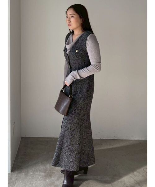 LAGUNAMOON(ラグナムーン)の「フラップボタンツィードジャンパースカート(ワンピース・レディース・ブラック/アイボリー・MEDIUM/SMALL)」の20枚目の写真