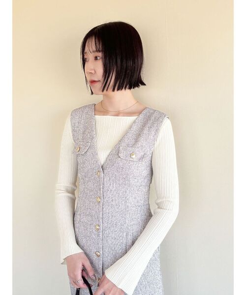 LAGUNAMOON(ラグナムーン)の「フラップボタンツィードジャンパースカート(ワンピース・レディース・ブラック/アイボリー・MEDIUM/SMALL)」の21枚目の写真