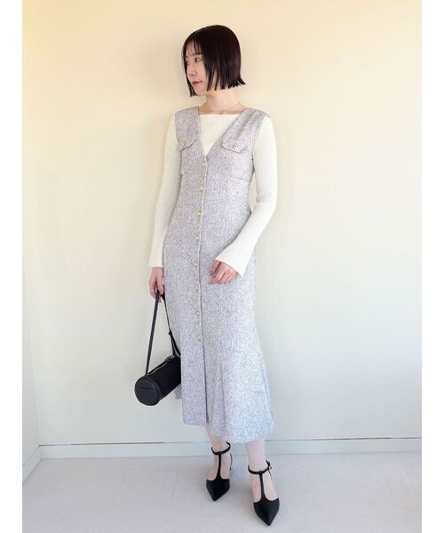 LAGUNAMOON(ラグナムーン)の「フラップボタンツィードジャンパースカート(ワンピース・レディース・ブラック/アイボリー・MEDIUM/SMALL)」の22枚目の写真