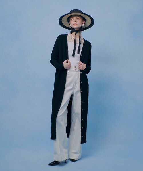 LOULOU WILLOUGHBY(ルルウィルビー)の「【LOULOU WILLOUGHBY】カノコワイドボーダーカーデワンピース(カーディガン/ボレロ・レディース・ブラック系その他/ブラック・2)」の8枚目の写真