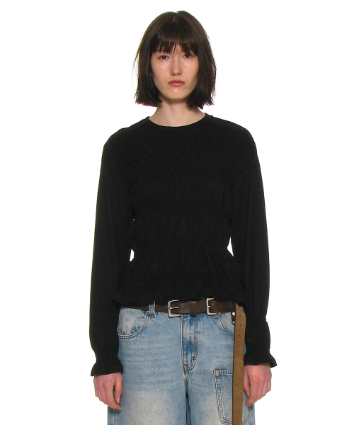 PARTIMENTO WOMEN(パルティメントウィメン)の「スモークドロングスリーブトップ_ブラック(Tシャツ/カットソー・レディース・その他・S/M)」の1枚目の写真