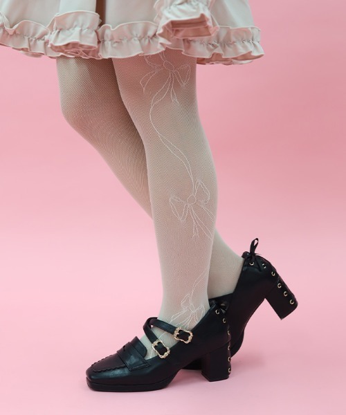 セール】リボン柄シアータイツ（その他雑貨）｜axes femme POETIQUE