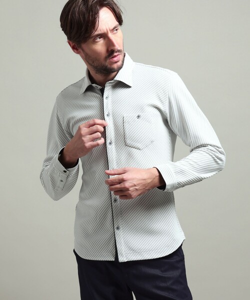 HIDEAWAYS NICOLE（ハイダウェイニコル）の「【HIDEAWAYS BLACK】ブライトタックバイヤスレギュラーカラーシャツ（シャツ/ブラウス・メンズ・ブラック/ホワイト・M/L/XL）」の22枚目の写真