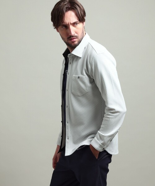 HIDEAWAYS NICOLE（ハイダウェイニコル）の「【HIDEAWAYS BLACK】ブライトタックバイヤスレギュラーカラーシャツ（シャツ/ブラウス・メンズ・ブラック/ホワイト・M/L/XL）」の3枚目の写真