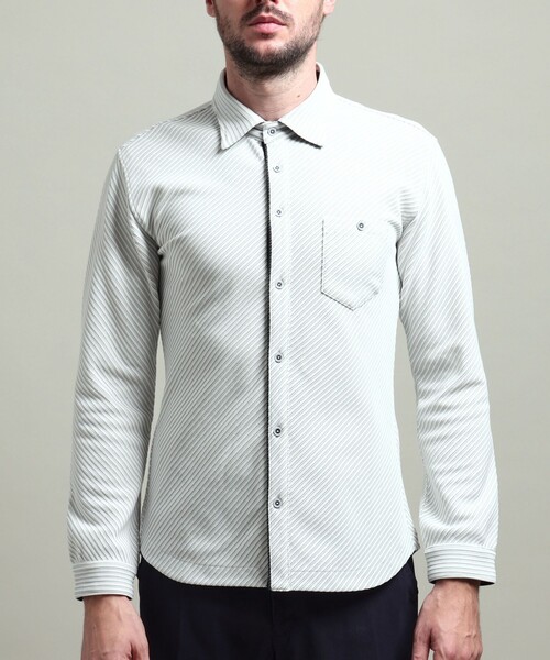 HIDEAWAYS NICOLE（ハイダウェイニコル）の「【HIDEAWAYS BLACK】ブライトタックバイヤスレギュラーカラーシャツ（シャツ/ブラウス・メンズ・ブラック/ホワイト・M/L/XL）」の4枚目の写真