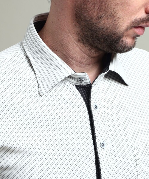 HIDEAWAYS NICOLE（ハイダウェイニコル）の「【HIDEAWAYS BLACK】ブライトタックバイヤスレギュラーカラーシャツ（シャツ/ブラウス・メンズ・ブラック/ホワイト・M/L/XL）」の8枚目の写真