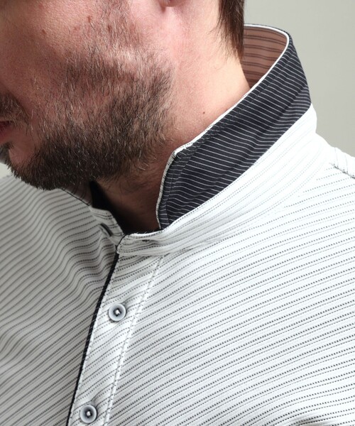 HIDEAWAYS NICOLE（ハイダウェイニコル）の「【HIDEAWAYS BLACK】ブライトタックバイヤスレギュラーカラーシャツ（シャツ/ブラウス・メンズ・ブラック/ホワイト・M/L/XL）」の10枚目の写真