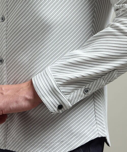 HIDEAWAYS NICOLE（ハイダウェイニコル）の「【HIDEAWAYS BLACK】ブライトタックバイヤスレギュラーカラーシャツ（シャツ/ブラウス・メンズ・ブラック/ホワイト・M/L/XL）」の12枚目の写真