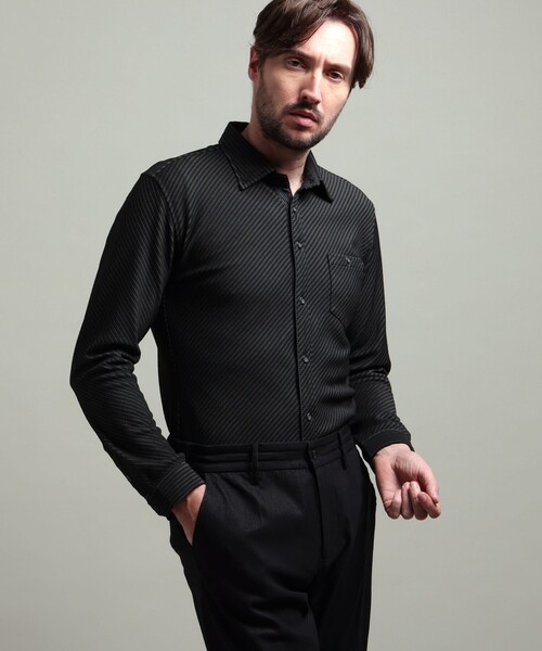 HIDEAWAYS NICOLE（ハイダウェイニコル）の「【HIDEAWAYS BLACK】ブライトタックバイヤスレギュラーカラーシャツ（シャツ/ブラウス・メンズ・ブラック/ホワイト・M/L/XL）」の16枚目の写真