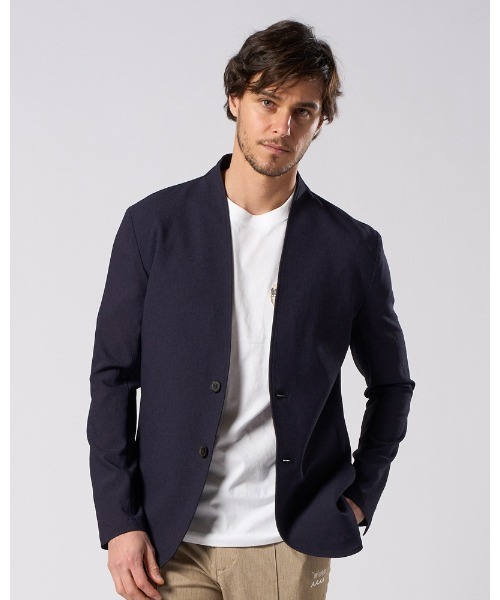 wjk(ダヴルジェイケイ)の「solid collar single jacket(テーラードジャケット・メンズ・ブラック/ネイビー・SMALL/MEDIUM/LARGE/X-LARGE)」の3枚目の写真