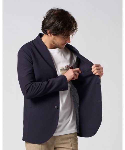 wjk(ダヴルジェイケイ)の「solid collar single jacket(テーラードジャケット・メンズ・ブラック/ネイビー・SMALL/MEDIUM/LARGE/X-LARGE)」の6枚目の写真